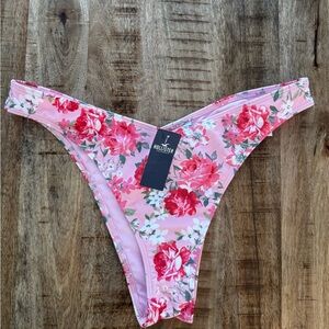 Hollister Pink floral bikini Swimwear Bottom panty high rise cut NEW NWT XL